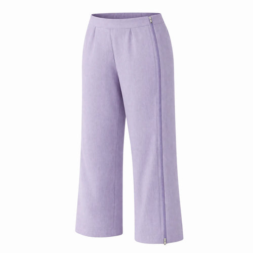 pastel lilla damebukser med lynlåsned langs siden
